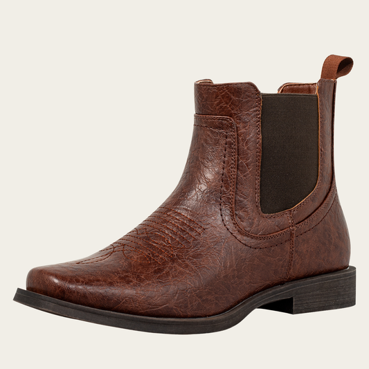 J's.o.l.e Men's Western Cowboy Boots Square Toe Ankle Boot for Men Chelsea Dress Casual Boots