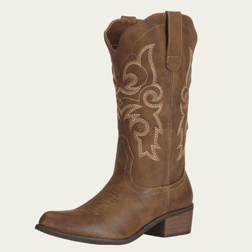 J's.o.l.e Cowgirl Boots Cowboy Boots for Women Embroidered Pointed Toe Wide Mid Calf Western Brown Black