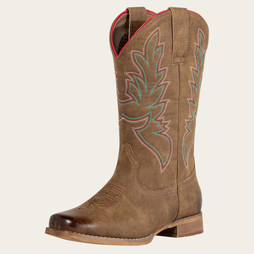 J's.o.l.e Square Toe Cowboy Boots for Women Wide Calf Pull On Fashion Embroidered Western Cowgirl Boots
