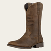 J's.o.l.e Leather Cowboy Boots for Men - Mens Square Toe Western Boots With Flag Slip On Wide Calf Botas Vaqueras Para Hombre Work Dress Classic Fashion Brown Boot