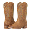 J's.o.l.e Square Toe Cowboy Boots for Women Wide Calf Pull On Fashion Embroidered Western Cowgirl Boots