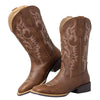 J's.o.l.e Square Toe Cowboy Boots for Women, Wide Calf Cowgirl Boots with Fashion Embroidery, Comfortable Mid-Calf Western Boots for Daily Casual Country Concert