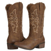 J's.o.l.e Cowgirl Boots Cowboy Boots for Women Embroidered Pointed Toe Wide Mid Calf Western Brown Black