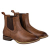 J's.o.l.e Chelsea Cowboy Boots for Men Round Toe Western Slip on Boot Dress Casual Work Ankle Boots Brown