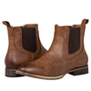 J's.o.l.e Chelsea Cowboy Boots for Men Round Toe Western Slip on Boot Dress Casual Work Ankle Boots Brown