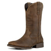J's.o.l.e Leather Cowboy Boots for Men - Mens Square Toe Western Boots With Flag Slip On Wide Calf Botas Vaqueras Para Hombre Work Dress Classic Fashion Brown Boot