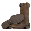 J's.o.l.e Leather Cowboy Boots for Men - Mens Square Toe Western Boots With Flag Slip On Wide Calf Botas Vaqueras Para Hombre Work Dress Classic Fashion Brown Boot
