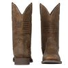 J's.o.l.e Leather Cowboy Boots for Men - Mens Square Toe Western Boots With Flag Slip On Wide Calf Botas Vaqueras Para Hombre Work Dress Classic Fashion Brown Boot