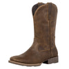 J's.o.l.e Cowboy Boots for Men Square Toe Men's Western Leather Work Boots, Botas Vaqueras Para Hombre, Slip Resistant Wide Calf with Embroidery, Casual Dress Riding Brown